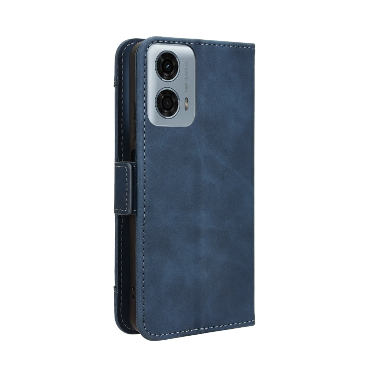 For Motorola Moto G34 5G Skin Feel Calf Texture Card Slots Leather Phone Case(Blue) - Motorola Cases by PMC TechLife | Online Shopping South Africa | PMC TechLife | Buy Now Pay Later Mobicred