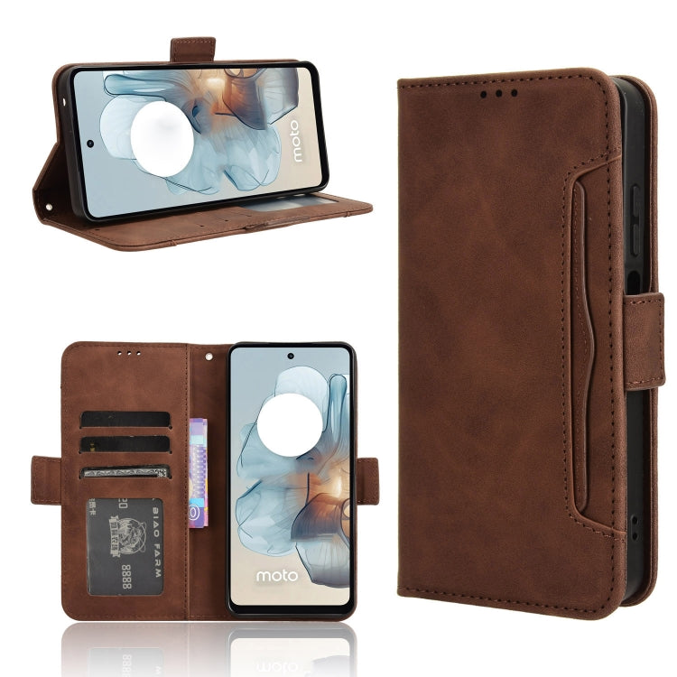 For Motorola Moto G34 5G Skin Feel Calf Texture Card Slots Leather Phone Case(Brown) - Motorola Cases by PMC TechLife | Online Shopping South Africa | PMC TechLife | Buy Now Pay Later Mobicred