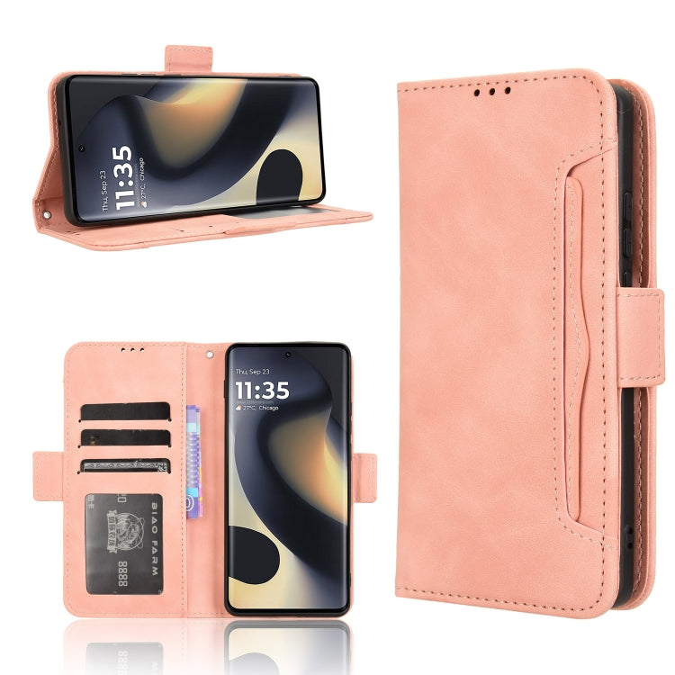 For Motorola Edge 2024 5G Skin Feel Calf Texture Card Slots Leather Phone Case(Pink) - Motorola Cases by PMC Jewellery | Online Shopping South Africa | PMC Jewellery | Buy Now Pay Later Mobicred