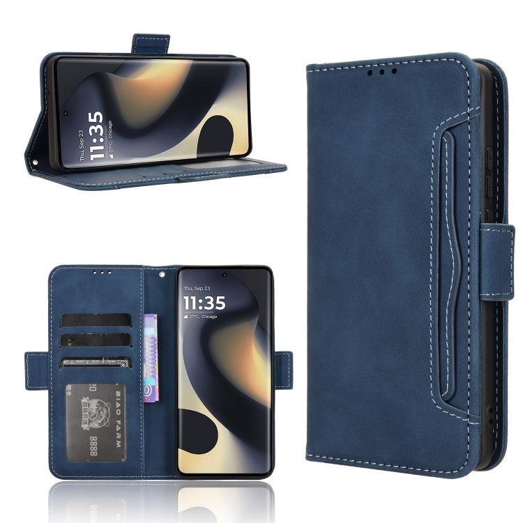 For Motorola Edge 2024 5G Skin Feel Calf Texture Card Slots Leather Phone Case(Blue) - Motorola Cases by PMC Jewellery | Online Shopping South Africa | PMC Jewellery | Buy Now Pay Later Mobicred