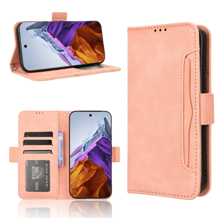 For Google Pixel 9 Pro Skin Feel Calf Texture Card Slots Leather Phone Case(Pink) - Google Cases by PMC TechLife | Online Shopping South Africa | PMC TechLife | Buy Now Pay Later Mobicred