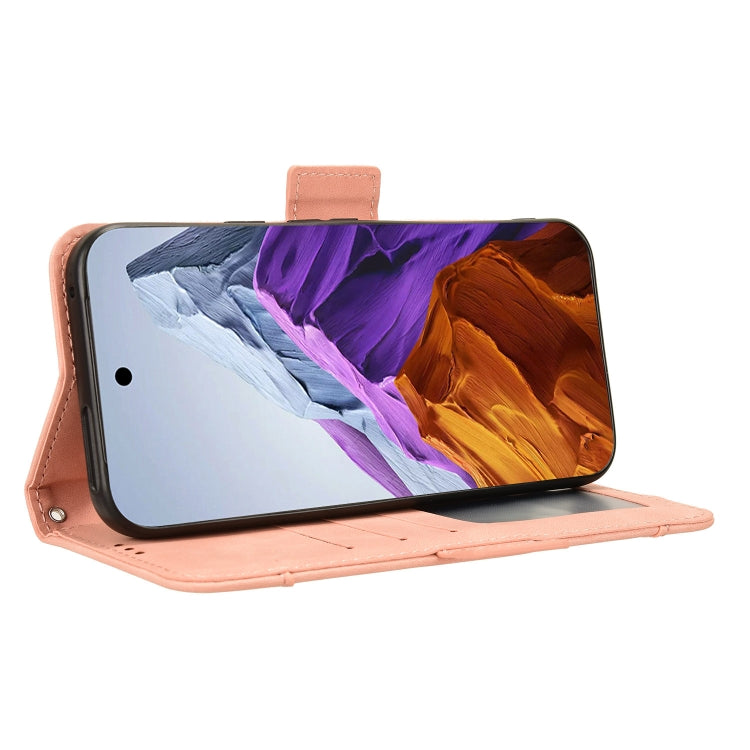 For Google Pixel 9 Pro Skin Feel Calf Texture Card Slots Leather Phone Case(Pink) - Google Cases by PMC TechLife | Online Shopping South Africa | PMC TechLife | Buy Now Pay Later Mobicred