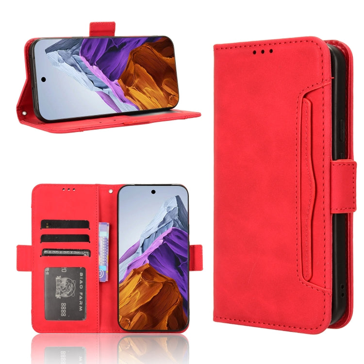 For Google Pixel 9 Pro Skin Feel Calf Texture Card Slots Leather Phone Case(Red) - Google Cases by PMC TechLife | Online Shopping South Africa | PMC TechLife | Buy Now Pay Later Mobicred