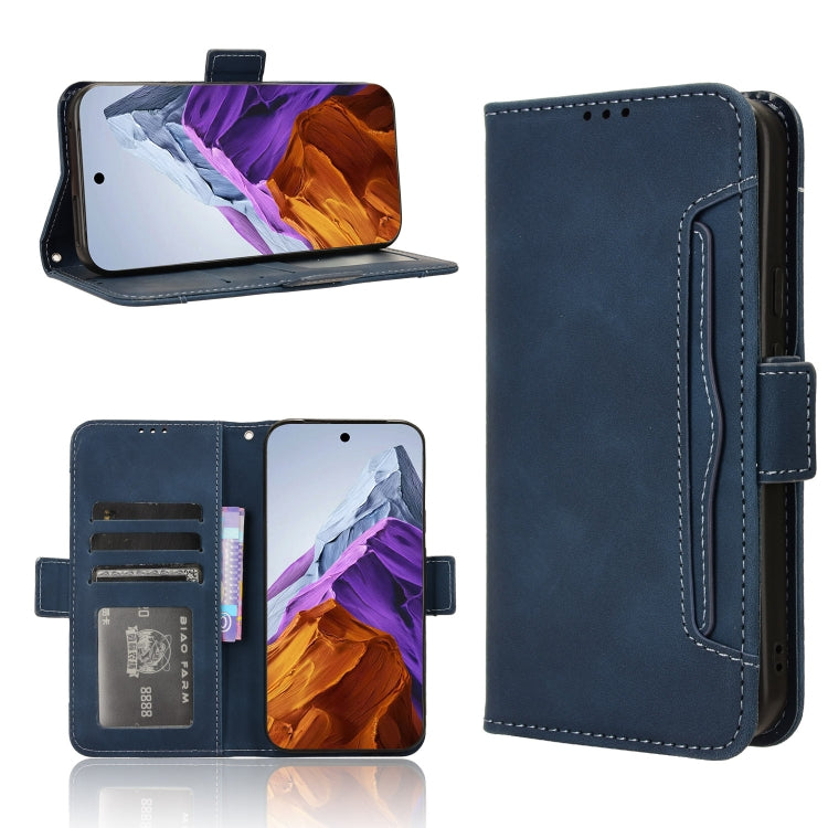For Google Pixel 9 Skin Feel Calf Texture Card Slots Leather Phone Case(Blue) - Google Cases by PMC TechLife | Online Shopping South Africa | PMC TechLife | Buy Now Pay Later Mobicred
