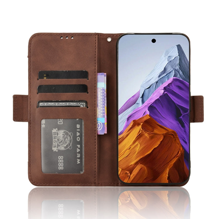 For Google Pixel 9 Skin Feel Calf Texture Card Slots Leather Phone Case(Brown) - Google Cases by PMC TechLife | Online Shopping South Africa | PMC TechLife | Buy Now Pay Later Mobicred