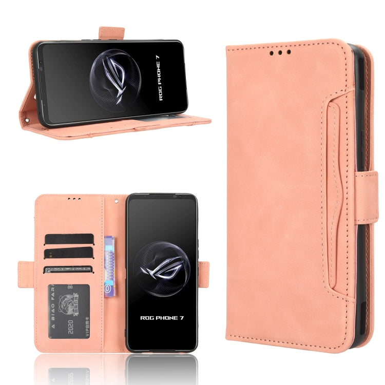 For ASUS ROG Phone 7 Skin Feel Calf Texture Card Slots Leather Phone Case(Pink) - ASUS Cases by PMC TechLife | Online Shopping South Africa | PMC TechLife | Buy Now Pay Later Mobicred