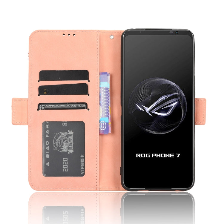 For ASUS ROG Phone 7 Skin Feel Calf Texture Card Slots Leather Phone Case(Pink) - ASUS Cases by PMC TechLife | Online Shopping South Africa | PMC TechLife | Buy Now Pay Later Mobicred