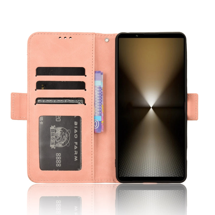For Sony Xperia 1 VI 2024 Skin Feel Calf Texture Card Slots Leather Phone Case(Pink) - Sony Cases by PMC Jewellery | Online Shopping South Africa | PMC Jewellery | Buy Now Pay Later Mobicred