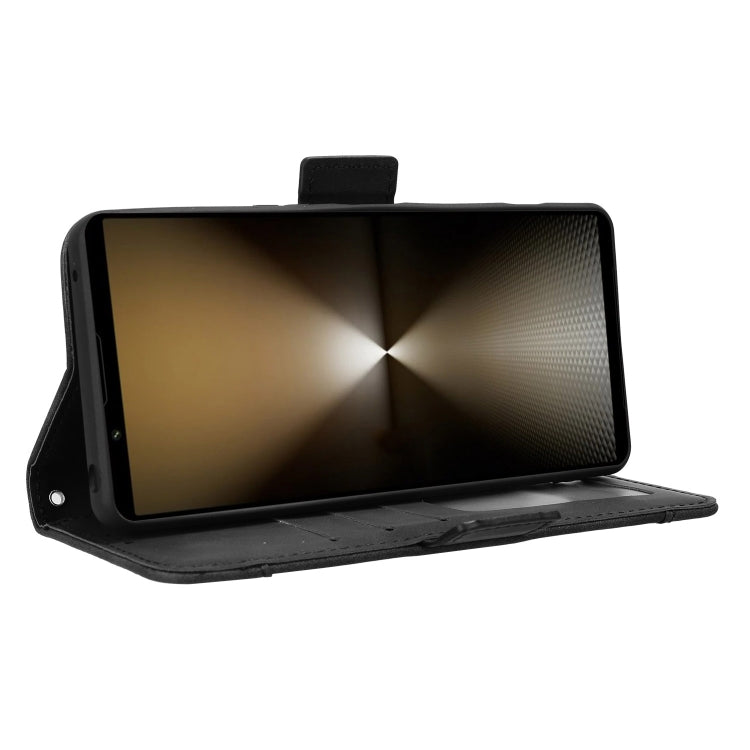 For Sony Xperia 1 VI 2024 Skin Feel Calf Texture Card Slots Leather Phone Case(Black) - Sony Cases by PMC Jewellery | Online Shopping South Africa | PMC Jewellery | Buy Now Pay Later Mobicred