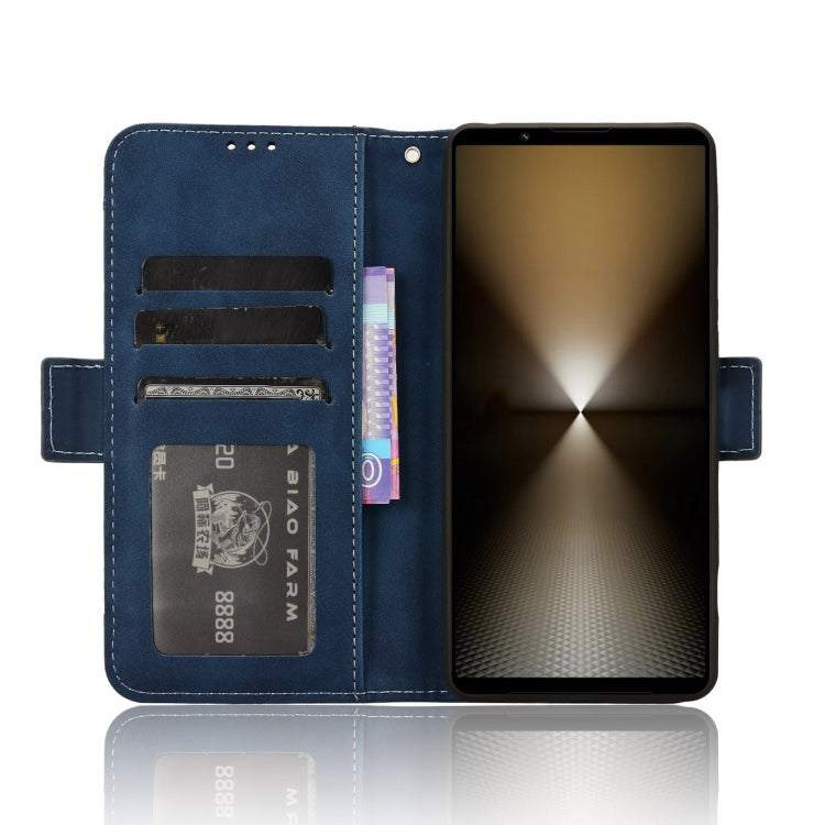 For Sony Xperia 1 VI 2024 Skin Feel Calf Texture Card Slots Leather Phone Case(Blue) - Sony Cases by PMC Jewellery | Online Shopping South Africa | PMC Jewellery | Buy Now Pay Later Mobicred