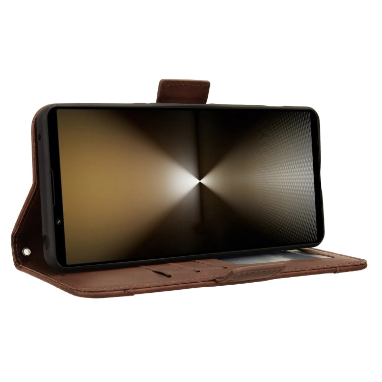 For Sony Xperia 1 VI 2024 Skin Feel Calf Texture Card Slots Leather Phone Case(Brown) - Sony Cases by PMC Jewellery | Online Shopping South Africa | PMC Jewellery | Buy Now Pay Later Mobicred