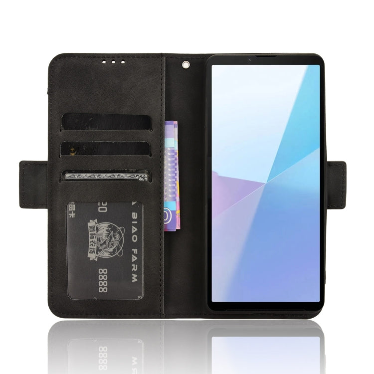 For Sony Xperia 10 VI 2024 Skin Feel Calf Texture Card Slots Leather Phone Case(Black) - Sony Cases by PMC Jewellery | Online Shopping South Africa | PMC Jewellery | Buy Now Pay Later Mobicred