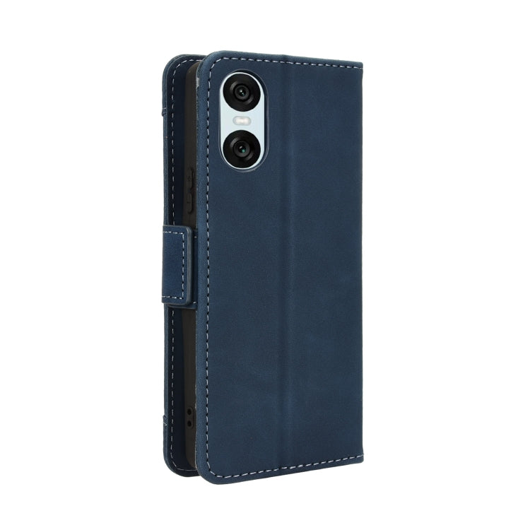 For Sony Xperia 10 VI 2024 Skin Feel Calf Texture Card Slots Leather Phone Case(Blue) - Sony Cases by PMC Jewellery | Online Shopping South Africa | PMC Jewellery | Buy Now Pay Later Mobicred