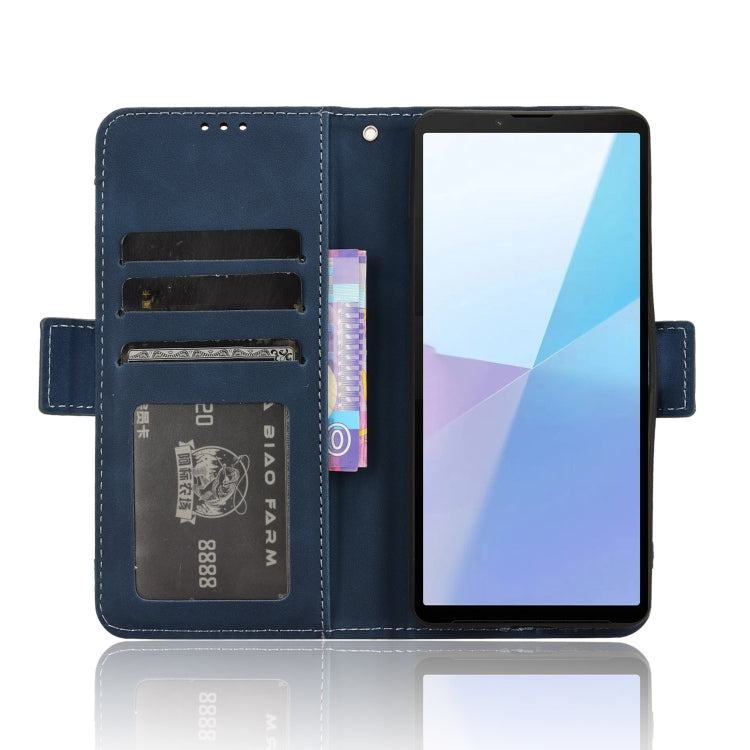 For Sony Xperia 10 VI 2024 Skin Feel Calf Texture Card Slots Leather Phone Case(Blue) - Sony Cases by PMC Jewellery | Online Shopping South Africa | PMC Jewellery | Buy Now Pay Later Mobicred