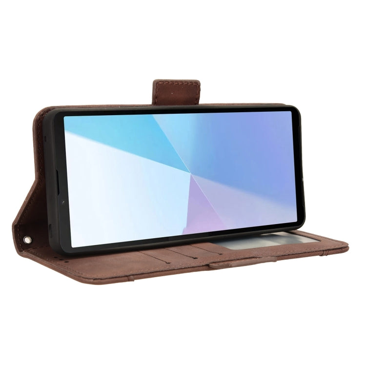 For Sony Xperia 10 VI 2024 Skin Feel Calf Texture Card Slots Leather Phone Case(Brown) - Sony Cases by PMC Jewellery | Online Shopping South Africa | PMC Jewellery | Buy Now Pay Later Mobicred