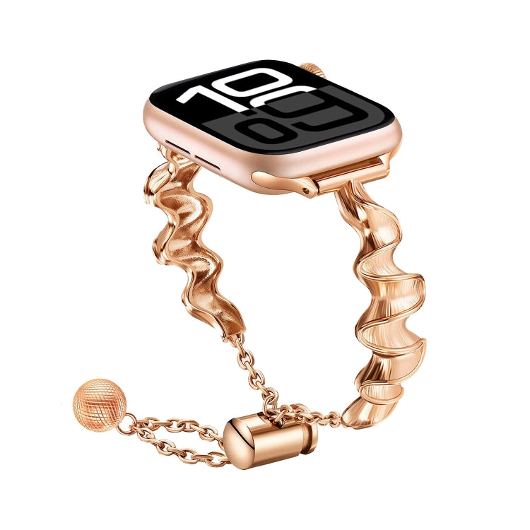 Ribbon Wave Metal Watch Band For Apple Watch Series 10 46mm(Rose Gold) - free shipping - PMC TechLife - Order now!