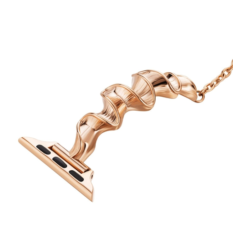 Ribbon Wave Metal Watch Band For Apple Watch Series 10 46mm(Rose Gold) - free shipping - PMC TechLife - Order now!