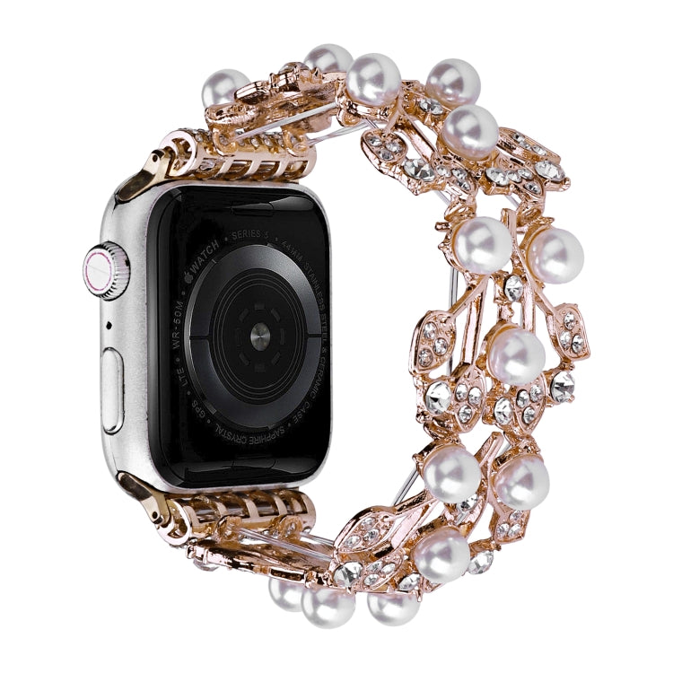 Four-leaf Bead Metal Watch Band For Apple Watch SE 2023 44mm(Rose Gold) - free shipping - PMC TechLife - Order now!