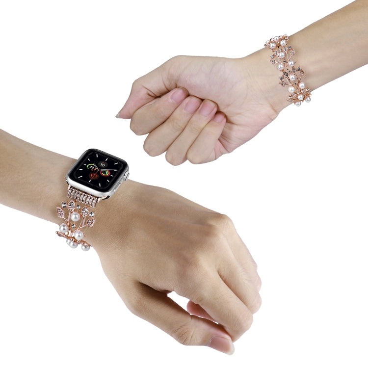 Four-leaf Bead Metal Watch Band For Apple Watch Series 10 46mm(Rose Gold) - free shipping - PMC TechLife - Order now!