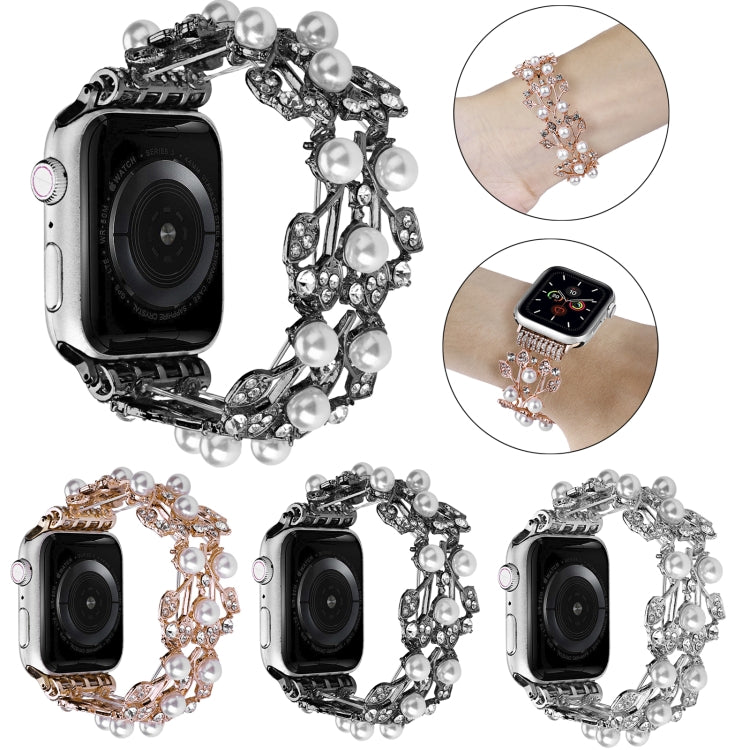Four-leaf Bead Metal Watch Band For Apple Watch 9 45mm(Rose Gold) - free shipping - PMC TechLife - Order now!