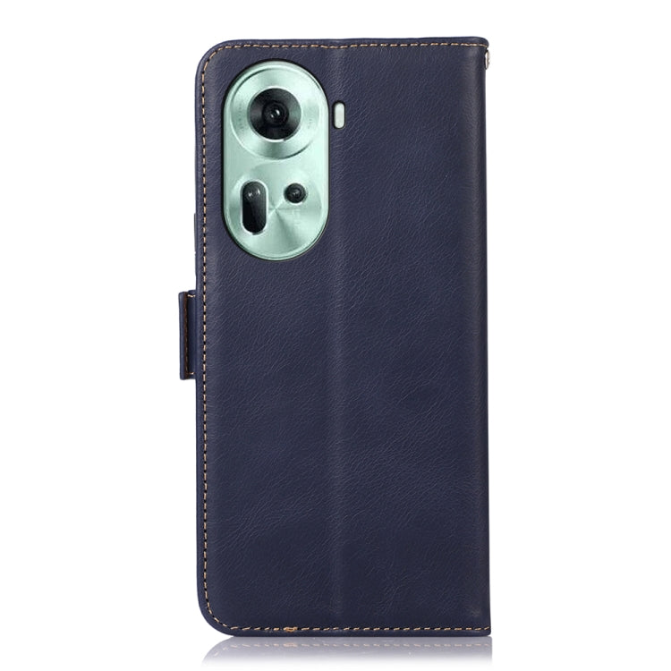 For OPPO Reno11 5G Global Crazy Horse Top Layer Cowhide Leather Phone Case(Blue) - Reno11 Cases by PMC TechLife | Online Shopping South Africa | PMC TechLife | Buy Now Pay Later Mobicred