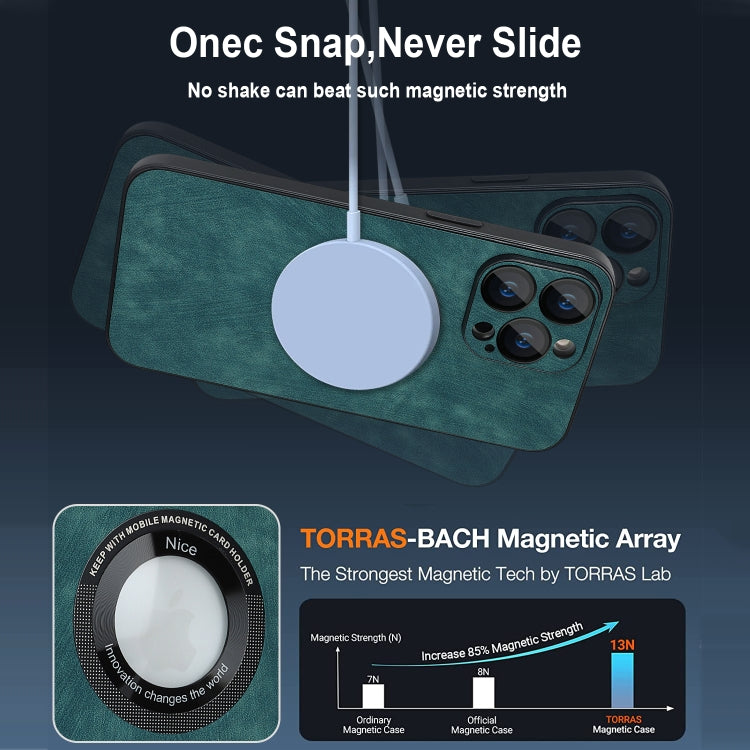 For iPhone 14 Pro Max Skin Feel Leather MagSafe Magnetic Phone Case(Green) - iPhone 14 Pro Max Cases by PMC TechLife | Online Shopping South Africa | PMC TechLife