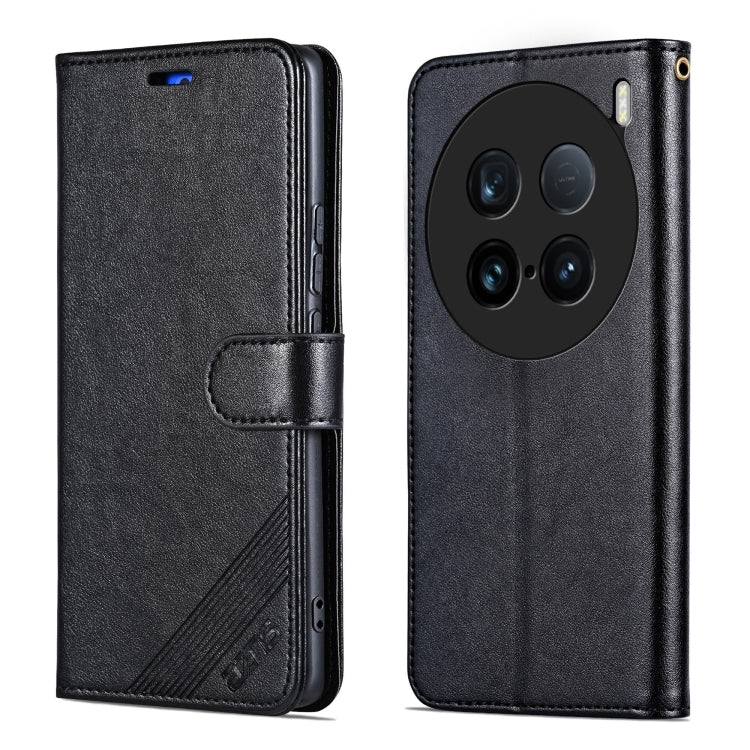 For vivo X100 Ultra AZNS Sheepskin Texture Flip Leather Phone Case(Black) - free shipping - PMC Jewellery - Order now!