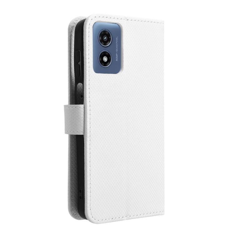 For Motorola Moto G Play 4G 2024 Diamond Texture Leather Phone Case(White) - Motorola Cases by PMC Jewellery | Online Shopping South Africa | PMC Jewellery | Buy Now Pay Later Mobicred