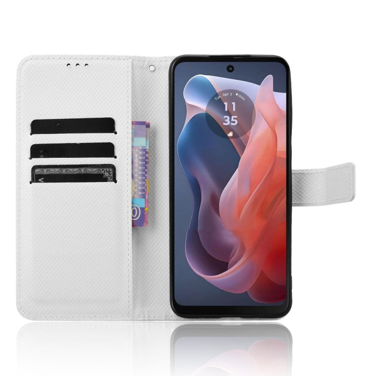 For Motorola Moto G Play 4G 2024 Diamond Texture Leather Phone Case(White) - Motorola Cases by PMC Jewellery | Online Shopping South Africa | PMC Jewellery | Buy Now Pay Later Mobicred