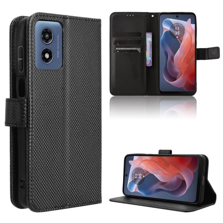 For Motorola Moto G Play 4G 2024 Diamond Texture Leather Phone Case(Black) - Motorola Cases by PMC Jewellery | Online Shopping South Africa | PMC Jewellery | Buy Now Pay Later Mobicred