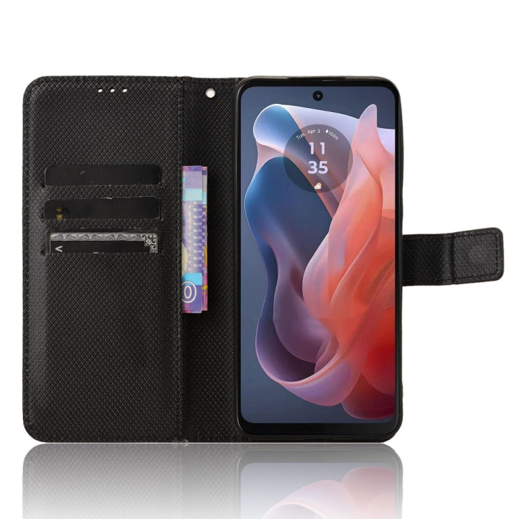 For Motorola Moto G Play 4G 2024 Diamond Texture Leather Phone Case(Black) - Motorola Cases by PMC Jewellery | Online Shopping South Africa | PMC Jewellery | Buy Now Pay Later Mobicred