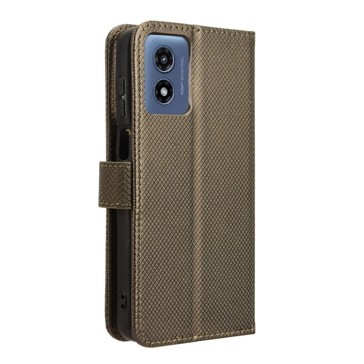 For Motorola Moto G Play 4G 2024 Diamond Texture Leather Phone Case(Brown) - Motorola Cases by PMC Jewellery | Online Shopping South Africa | PMC Jewellery | Buy Now Pay Later Mobicred