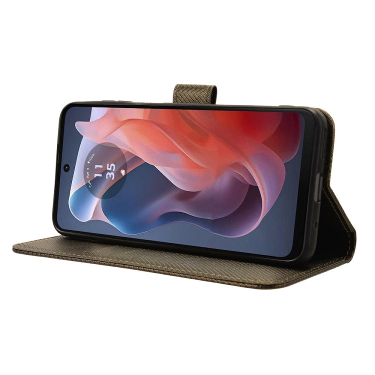 For Motorola Moto G Play 4G 2024 Diamond Texture Leather Phone Case(Brown) - Motorola Cases by PMC Jewellery | Online Shopping South Africa | PMC Jewellery | Buy Now Pay Later Mobicred