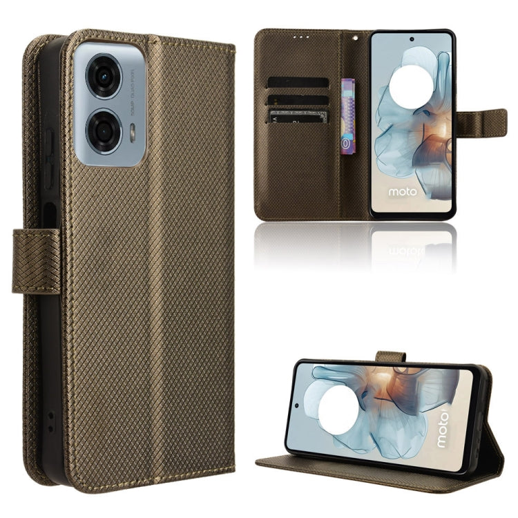For Motorola Moto G Power 5G 2024 Diamond Texture Leather Phone Case(Brown) - Motorola Cases by PMC Jewellery | Online Shopping South Africa | PMC Jewellery | Buy Now Pay Later Mobicred