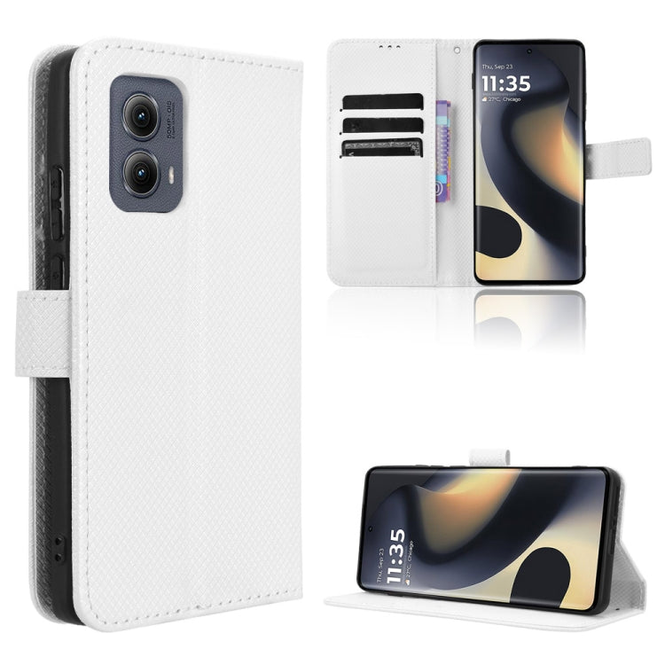 For Motorola Edge 2024 5G Diamond Texture Leather Phone Case(White) - Motorola Cases by PMC Jewellery | Online Shopping South Africa | PMC Jewellery | Buy Now Pay Later Mobicred