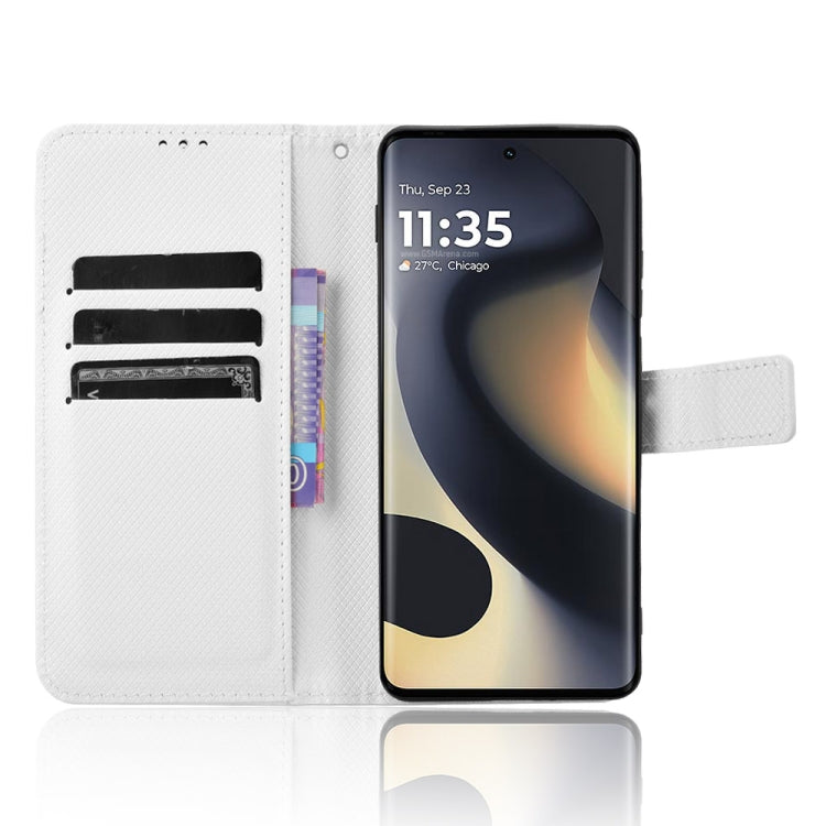 For Motorola Edge 2024 5G Diamond Texture Leather Phone Case(White) - Motorola Cases by PMC Jewellery | Online Shopping South Africa | PMC Jewellery | Buy Now Pay Later Mobicred