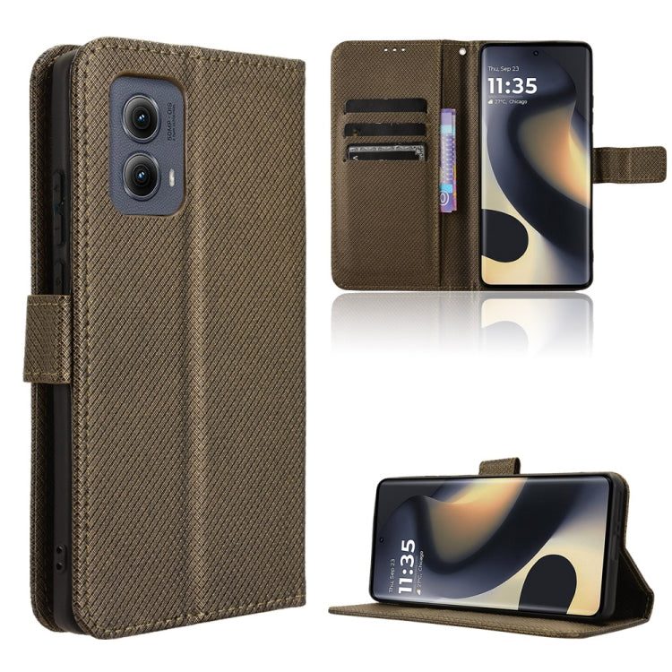 For Motorola Edge 2024 5G Diamond Texture Leather Phone Case(Brown) - Motorola Cases by PMC Jewellery | Online Shopping South Africa | PMC Jewellery | Buy Now Pay Later Mobicred