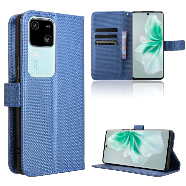 For vivo S18 5G / S18 Pro 5G Diamond Texture Leather Phone Case(Blue) - S18 Pro Cases by PMC TechLife | Online Shopping South Africa | PMC TechLife | Buy Now Pay Later Mobicred