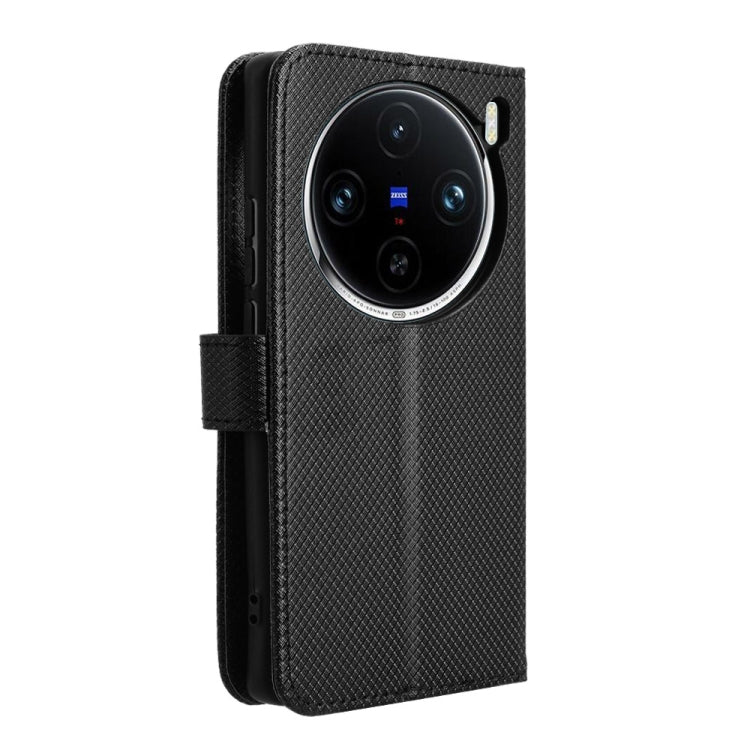 For vivo X100 5G Diamond Texture Leather Phone Case(Black) - X100 Cases by PMC TechLife | Online Shopping South Africa | PMC TechLife | Buy Now Pay Later Mobicred