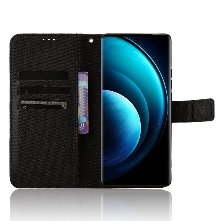For vivo X100 5G Diamond Texture Leather Phone Case(Black) - X100 Cases by PMC TechLife | Online Shopping South Africa | PMC TechLife | Buy Now Pay Later Mobicred