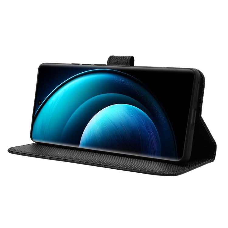 For vivo X100 5G Diamond Texture Leather Phone Case(Black) - X100 Cases by PMC TechLife | Online Shopping South Africa | PMC TechLife | Buy Now Pay Later Mobicred