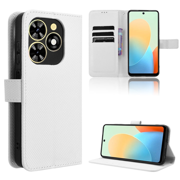 For Tecno Spark Go 2024 Diamond Texture Leather Phone Case(White) - Tecno Cases by PMC Jewellery | Online Shopping South Africa | PMC Jewellery | Buy Now Pay Later Mobicred