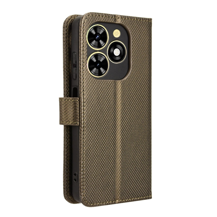 For Tecno Spark Go 2024 Diamond Texture Leather Phone Case(Brown) - Tecno Cases by PMC Jewellery | Online Shopping South Africa | PMC Jewellery | Buy Now Pay Later Mobicred