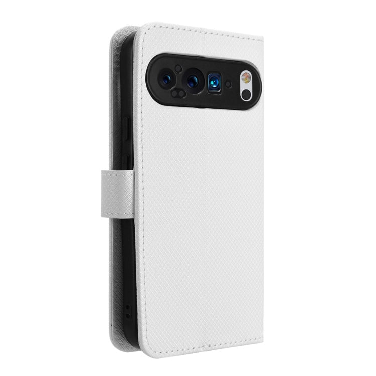 For Google Pixel 9 Pro Diamond Texture Leather Phone Case(White) - Google Cases by PMC TechLife | Online Shopping South Africa | PMC TechLife | Buy Now Pay Later Mobicred