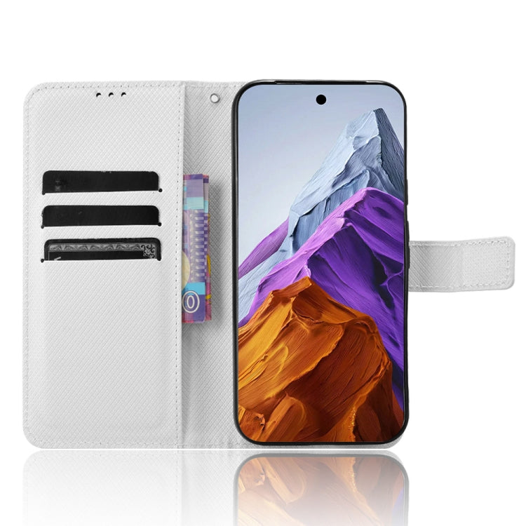 For Google Pixel 9 Pro Diamond Texture Leather Phone Case(White) - Google Cases by PMC TechLife | Online Shopping South Africa | PMC TechLife | Buy Now Pay Later Mobicred