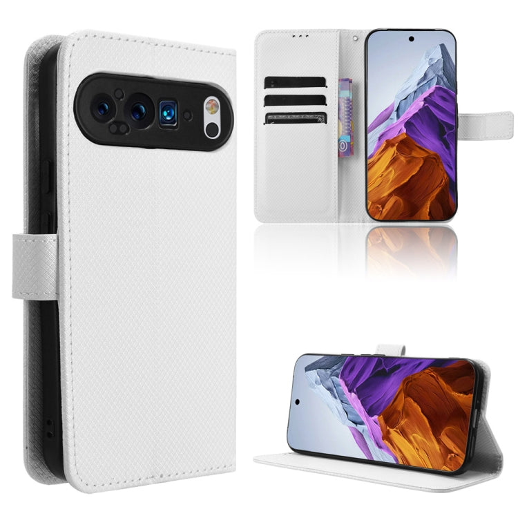 For Google Pixel 9 Diamond Texture Leather Phone Case(White) - Google Cases by PMC TechLife | Online Shopping South Africa | PMC TechLife | Buy Now Pay Later Mobicred