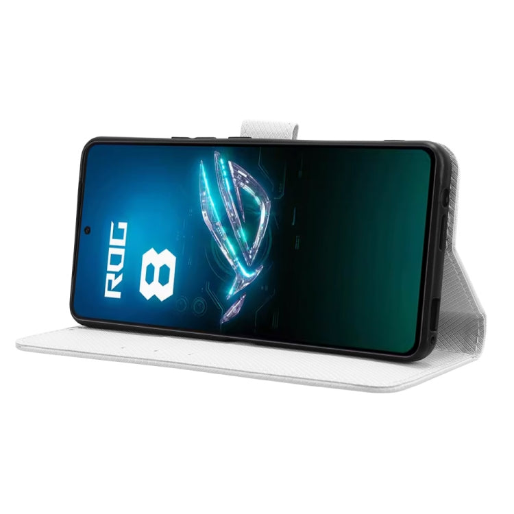 For Asus ROG Phone 8 Diamond Texture Leather Phone Case(White) - ASUS Cases by PMC TechLife | Online Shopping South Africa | PMC TechLife | Buy Now Pay Later Mobicred