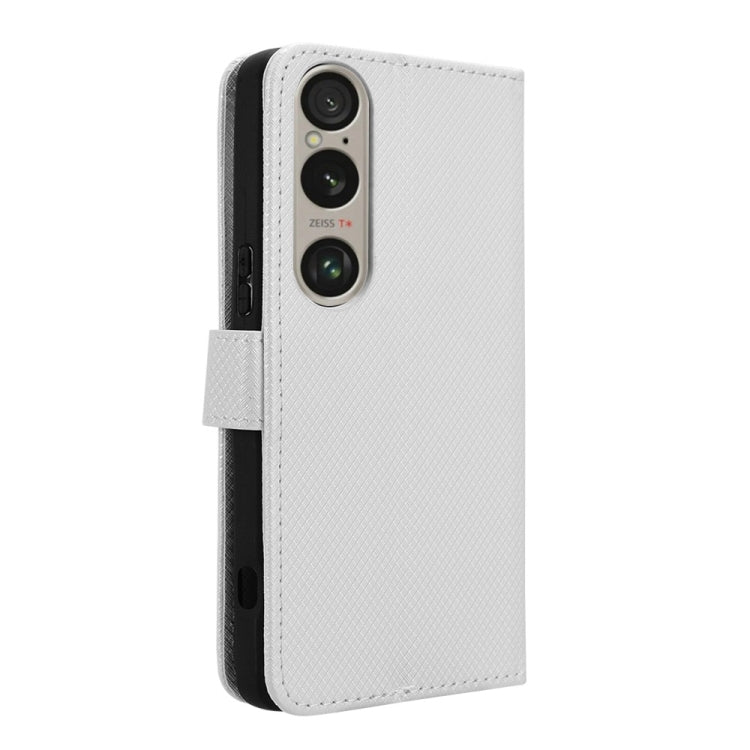 For Sony Xperia 1 VI 2024 Diamond Texture Leather Phone Case(White) - Sony Cases by PMC Jewellery | Online Shopping South Africa | PMC Jewellery | Buy Now Pay Later Mobicred
