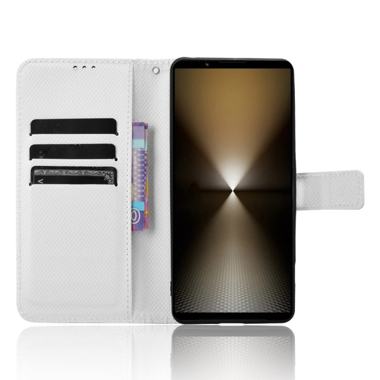For Sony Xperia 1 VI 2024 Diamond Texture Leather Phone Case(White) - Sony Cases by PMC Jewellery | Online Shopping South Africa | PMC Jewellery | Buy Now Pay Later Mobicred