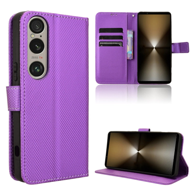 For Sony Xperia 1 VI 2024 Diamond Texture Leather Phone Case(Purple) - Sony Cases by PMC Jewellery | Online Shopping South Africa | PMC Jewellery | Buy Now Pay Later Mobicred